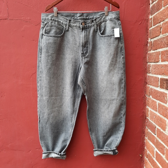 GAP Barrel Jean High Rise Gray Wash Plus 33 16 NEW Washed Black - Picture 7 of 14